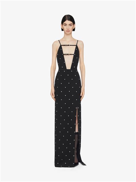 givenchy 6f7221651|Voyou evening dress in crepe and satin with crystals .